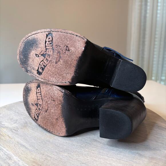 Freebird by Steven Rare Gem Blue Leather Distressed Moto Boots US Size 6 - Picture 8 of 11